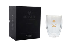 كوب ماء روفاتي مزدوج الزجاج، ذهبي، 350 مل