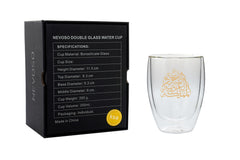 كوب ماء روفاتي مزدوج الزجاج، ذهبي، 350 مل