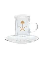 كوب شاي روفاتي مزدوج الزجاج، ذهبي، 100 مل