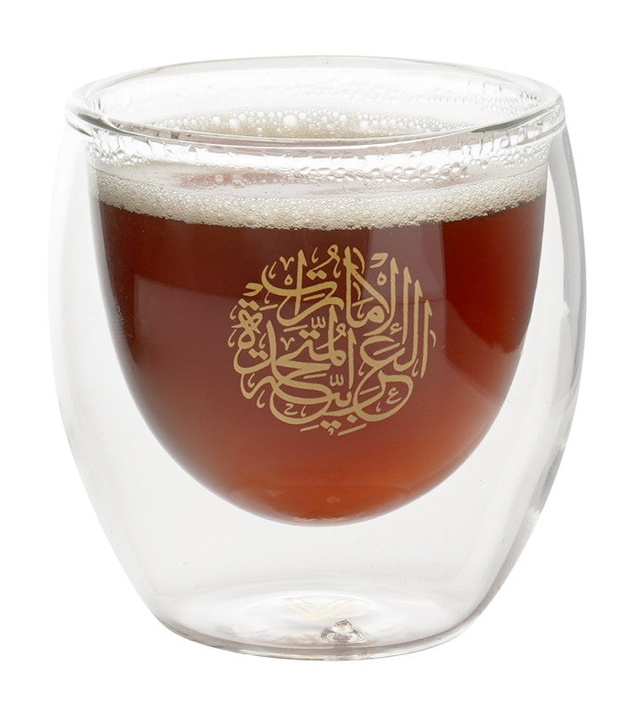 Rovatti Double Glass Arabic Coffee Cup UAE Gold 80ml