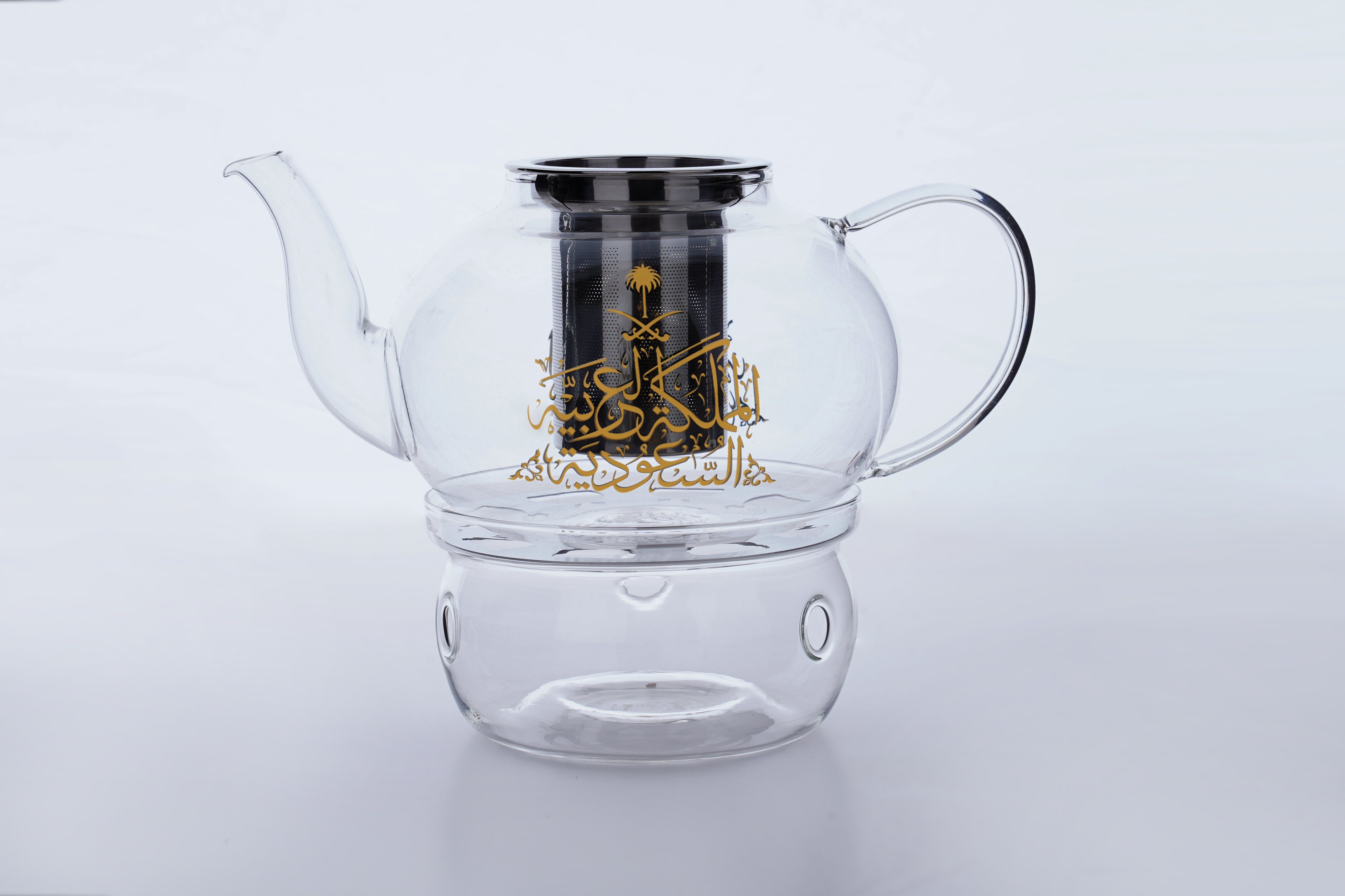 طقم ابريق شاي زجاجي روفاتي ذهبي السعودية 1.2 لتر