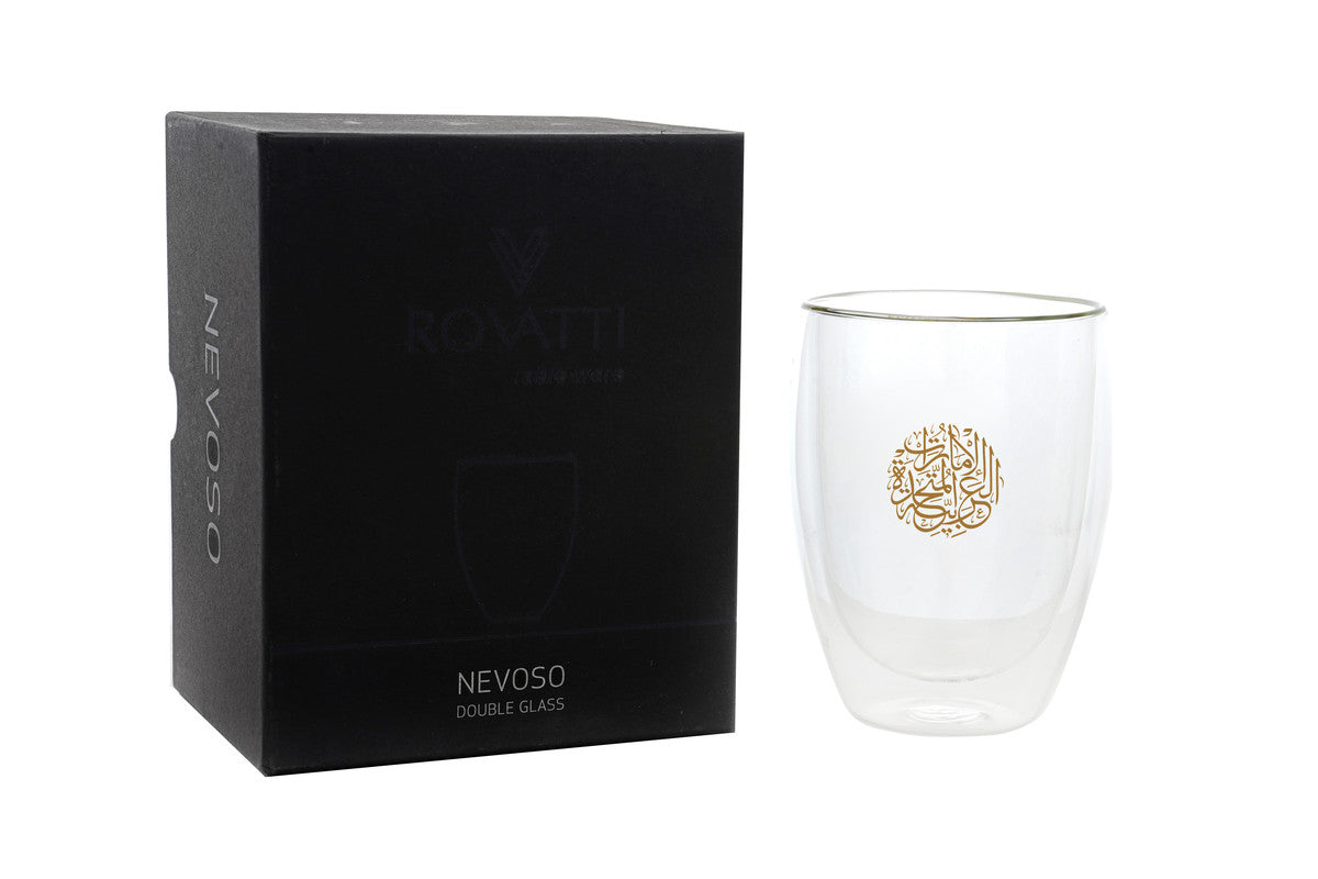 Rovatti Double Glass Water Cup UAE Gold 350ml