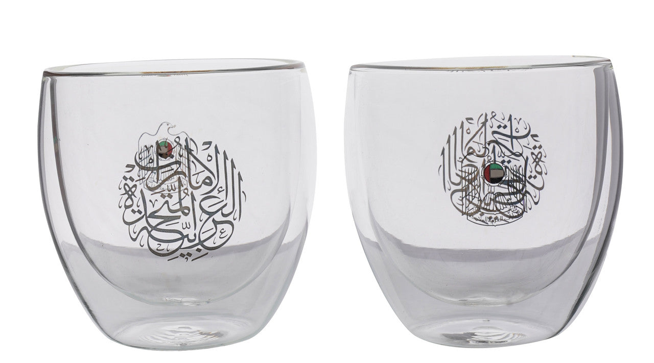 Rovatti Double Glass Coffee Cup UAE Gold 250ml