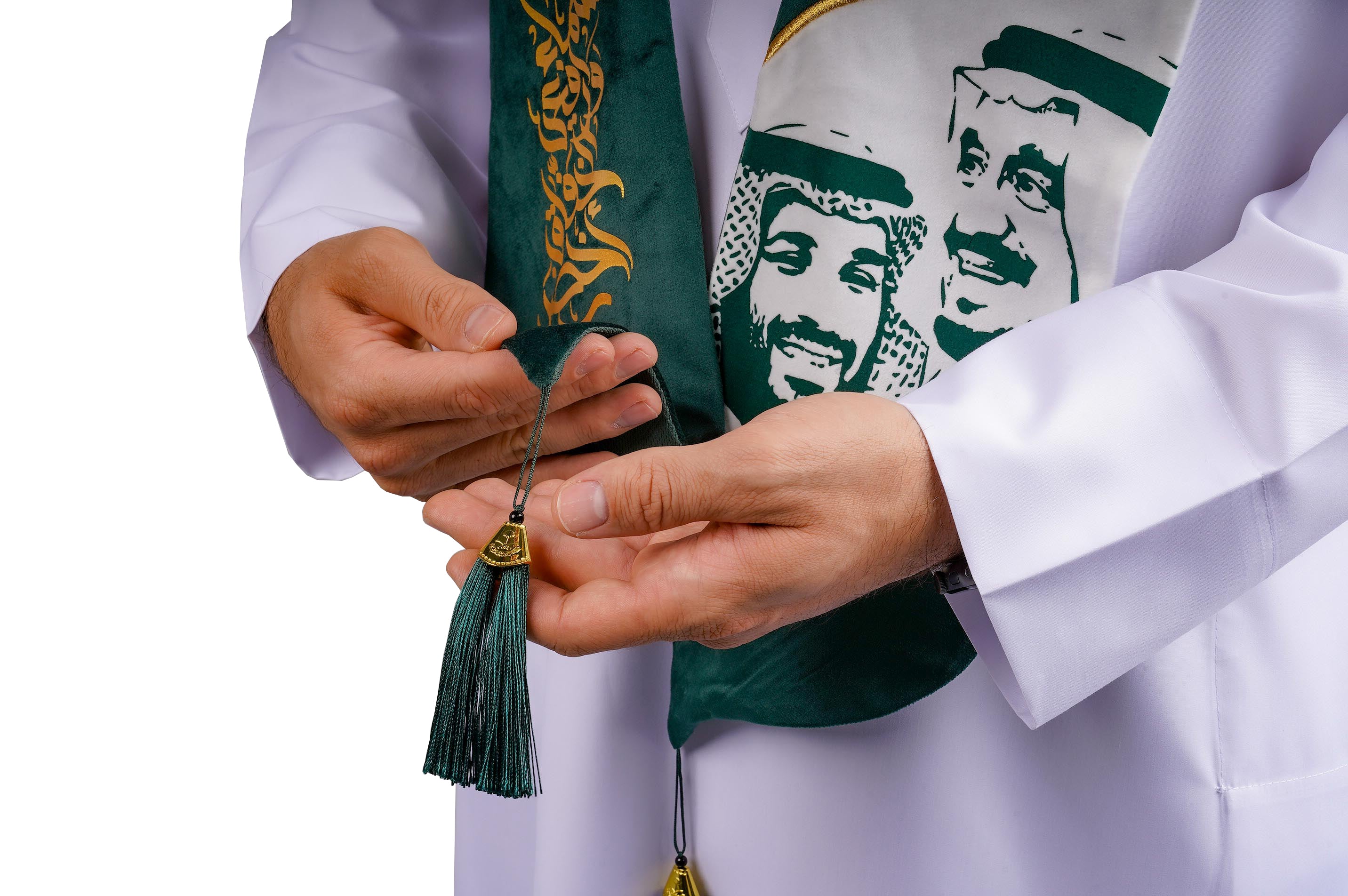 روفاتي وشاح المملكة العربية السعودية منحني أخضر وأبيض